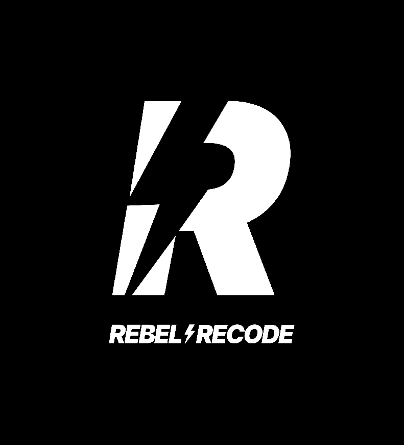 Rebel & Recode logo in white on a black background