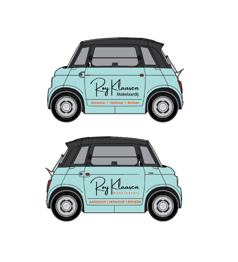 Vehicle graphics mockup for Roy Klaasen Makelaardij